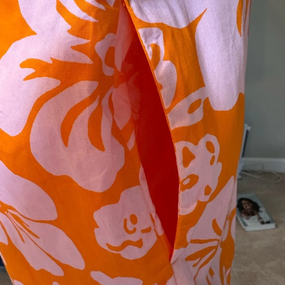 J. Crew Bright Orangeand Pink  Floral Dress-4
